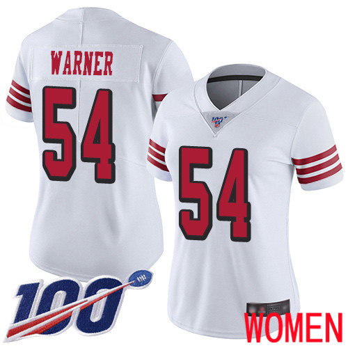 San Francisco 49ers Limited White Women #54 Fred Warner Jersey NFL #54 100th Season Rush Vapor